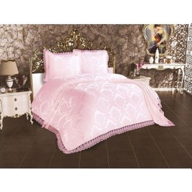 Resim Fransız Dantelli Lalezar Yatak Örtüsü Pudra 