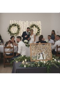 Resim Düğün-nişan Dikdörtgen Ağaç Motifli Şeffah Pleksi 50cm X 35cm Misafir-hatıra Anı Defteri-kutusu + Şövale Ve Kalem Hediyeli 