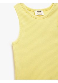 Resim Koton Pamuklu Kolsuz Bisiklet Yaka Basic Crop Atlet Sarı 5skg30029ak Sarı 