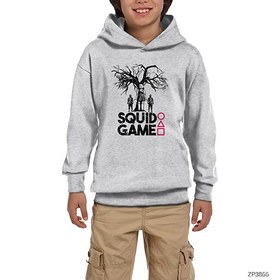 Resim Squid Game Doll Bebek Gri Çocuk Kapşonlu Sweatshirt - 7-8 Yaş / Gri 