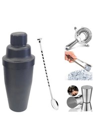 Resim adin tasarım 5 Parça Kokteyl Seti Shaker 700 ml Jigger 2.5/5 Cl Tokmaklı Buz Maşası 