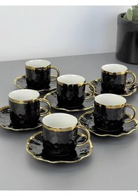 Resim Arow Porselen Kahve Takımı Siyah Tr-2944 
