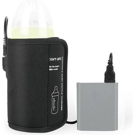 Resim Kangvka Siyah Usb Bebek Süt Isıtıcı 40 C Sabit Sıcaklık, Neopren Malzeme, Type-c + Usb Arayüzlü Taşınabilir Biberon Isıtma Çantası 