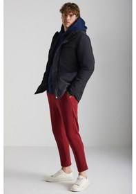 Resim Grimelange Scuby Erkek Diagonel Organik Kumaşlı Içi Polarsız Nervürlü 3 Cepli Jogger Bordo Eşofman Altı 