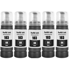 Resim Asyaink Epson 103 Muadil Uyumlu Siyah Mürekkep 70 ml 5'li – L3151, L3156, L3160, L3210, L3211, L3250, L3251, 