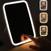 Resim Beyaz LED Aydınlatmalı Makyaj Aynası, 3 Renkli Işıklandırma, Vanity Masa Lambası, 3 Seviyeli Parlaklık Ayarlı & Dokunmatik Anahtar - Seyahat ve Ev Kullanımı İçin Taşınabilir Katlanabilir Tasarım (USB Şarj), Vanity Aynası, Sevimli Kompakt Ayna, Işıklı Seyahat Aynası, Makyaj Vanity Masası, Küçük Makyaj Aynası, Şık Aydınlatma, Dayanıklı Cam, Hafif Yapı, Güzellik Tutkunları İçin 