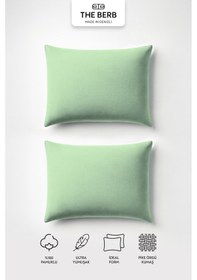 Resim 2'li Lakost Örgü Yastık Kılıfı Seti %100 Pamuk 50 X 70 Fermuarlı Yeşil 