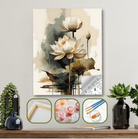 Resim hediye hobim Sayılarla Boyama Seti Lotus Çiçeği 40x50 Cm Kasnaklı Tablo Seti Fırça Boya Dahil 40x50 