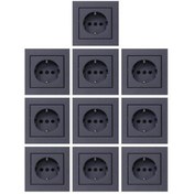 Resim Genel Markalar 10 Adet Ovivo Grano Füme Topraklı Priz Çerçeve Dahil TEM 10'lu 