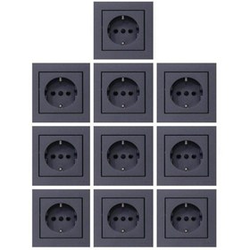 Resim Genel Markalar 10 Adet Ovivo Grano Füme Topraklı Priz Çerçeve Dahil TEM 10'lu 