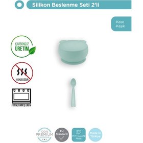 Resim 2'li Set Kapaklı Kase, River Green, Nam Nam Kaşık River Green 