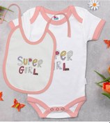 Resim Bk Kids Super Girl Tasarımlı Pembe Bebek Body Zıbın Ve Mama Önlüğ Çok Renkli 