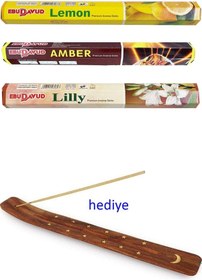 Resim 3 Paket 20 Çubuklu Tütsü Limon Amber Lilly Kayık Hediyeli 
