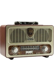 Resim M90 M-111bt Nostaljik Ahşap Retro Fm Radyo Usb Sd Bluetooth Fm 