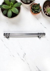 Resim Çizgili Nesli Alüminyum Metal Lüks Modern Mobilya Çekmece Mutfak Dolabı Kulpu Krom 192mm Krom 