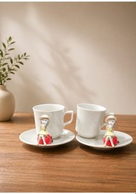 Resim Kirlinova Tatlı Kız 2'li Porselen Fincan Takımı Sarı 