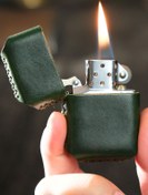 Resim vagave Kişiye Özel Benzinli Çakmak Hakiki Deri Kılıflı El Yapımı Zippo Tarzı Çakmak - Cakos 