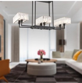 Resim Brambles 6'Lı Siyah Kristalli Taşlı Modern Tasarım Kristal Salon Avize 