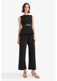 Resim Defacto Wide Leg Normal Bel Pantolon E7241ax25aubk81 Siyah 
