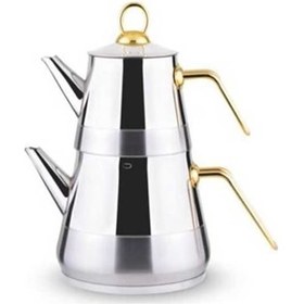 Resim Lines Piramit Çaydanlık Takımı Altın Kulp Mini Boy Altın 