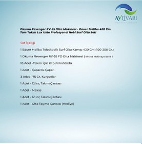Resim Okuma Revenger Rv-55 Otta Makinesi - Bauer Malibu 420 Cm Tam Takım Lux Usta Profesyonel Hobi Surf Olta Seti -9258 