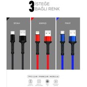 Resim Zore LS64 Lightning - Micro - Type - C Hızlı Şarj Data Kablosu 