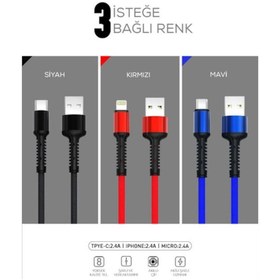 Resim Zore LS64 Lightning - Micro - Type - C Hızlı Şarj Data Kablosu 