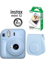 Resim Fujifilm Instax Mini 12 Mavi Fotoğraf Makinesi 10'lu Film ve Deri Çantalı Seti 