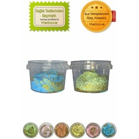 Resim Köpüklü ve Simli Slime 2 Renk Pofuduk Slaym Oyun Hamuru Slime 