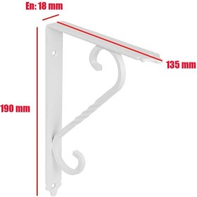 Resim Nzb Ferforje Raf Altı Ayak Dekoratif Raf Tutucu Beyaz Montaj Aparatı 2 Adet 135 x 190 mm (Orta Boy) 