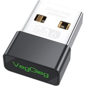 Resim Veggieg 300 Mbps Wifi 6 Çift Bant Kablosuz Alıcı Verici Nano Usb Adaptör 