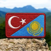Resim Ex Patch Türkiye Kazakistan Bayrağı Nakış Patch Arma 8 X 5 Cm 