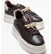 Resim Laren Kahverengi Cilt Hakiki Deri Tokalı Kadın Günlük Spor Ayakkabı Kahverengi 