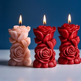 Resim Romantik Gül Silikon Kalıp Kokulu Mumlar ve Aroma Taşları için - Çiçek Desenli Sevgililer Günü El Yapımı Hediye, DIY Ev Dekorasyonu ve Ortam Atmosferi Yaratma için Yeniden Kullanılabilir El Sanatları Aracı, Mum Yapım Malzemeleri | Detaylı Taç yaprak Katmanları, Mum Kalıpları Silikon 
