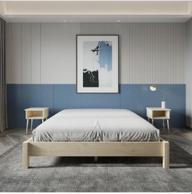 Resim Loft Model Vernikli Çam Ahşap Karyola Ve İki Komodin Set-201 150 x 200 CM 