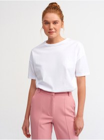 Resim Dilvin 3683 Basic T-shirt-beyaz 