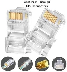 Resim Yeni Nesil Jak Cat5/cat6 Rj45 Konnektör 100 Lü Paket Cat6 Ez Plug Yeni Nesil Delikli 