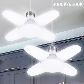 Resim 4+1 adet LED Yaprak Işık Ampulleri, E27/E26, 28W/60W (Eşdeğer 150W), 6500K Gündüz Beyaz, Yüksek Parlaklık, Yatak Odası, Yemek Odası, Garaj, Ahır, Atölye, Depo için Ayarlanabilir Tavan Işığı - Kablolu, 110V-240V, Pil Gerektirmez, Garaj Aydınlatması | Modern Tavan Işığı | Enerji Verimli Ampuller, Ev için LED Ampuller 