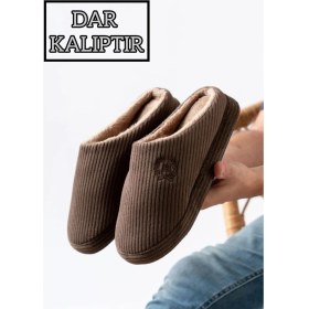 Resim Slipcat Unisex Nakışlı Kadife Ev Terliği 