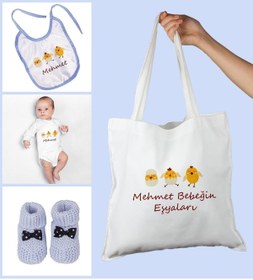 Resim Ejoya Bebeklere Özel Çantasında Kişiye Özel Zıbın Önük Ve Patik Bebek Hediye Seti 109766 
