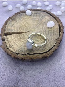 Resim Ay Taşı Gümüş 925 Ayar Yüzük Orijinal Taş 