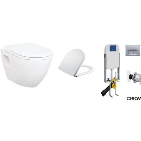 Resim Creavit GR5001 Gömme Rezervuar TP325 Asma Klozet 5li Set Hisar Normal 