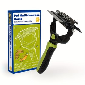 Resim MIYOKY 3’ü-1 Arada Profesyonel Evcil Hayvan Tüy Dökme Aleti - Çift Taraflı 17 & 11 Dişli Alt Katman Tarak, Köpekler ve Kediler için Tüy Dökme Fırçası & Dematting Tarak, %90 Azaltma, Hassas Kıvırcık Bej Renk, Uzun ve Kısa Tüylere Uygun (Yeşil), Rahat Tutuşlu, Dayanıklı Yapı, Ergonomik Tasarım, Kaliteli Bakım, Uzun Tüylü Evcil Hayvanlar İçin 