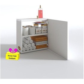 Resim Kenzlife Banyo Ecza Dolabı Susanin Byz 39 39 20 Mutfak Komodin M Arkalıksız + Tekli Duvar Rafı Hediyeli Beyaz 