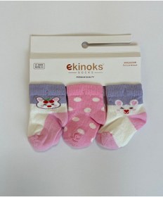 Resim Ekinoks Socks Rabi 3'lü Kız Bebek Patikli Çorap Seti Pembe 