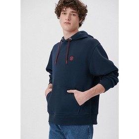 Resim Mavi Erkek Mavi Logo Nakışlı Kapüşonlu Lacivert Sweatshirt 065809-29743 