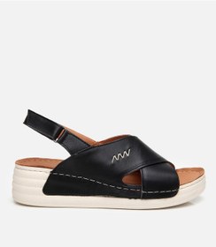 Resim Hotiç Kadın Deri Siyah Ayarlanabilir Comfort Sandalet 01sah306840a100 Siyah 