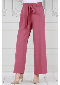 Resim Sevitli Halka Detay Bol Paça Pantolon-pembe-3676-pembe Pembe 