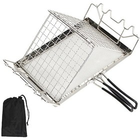 Resim Honmex Outdoor Piknik Kamp Fırın Ağı: Çelik Ekmek Kızartıcı, Gofret Pişirici, Katlanabilir Barbekü Aleti 