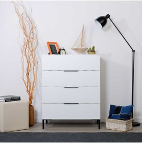 Resim Adore Mobilya Oryana 4 Çekmeceli Şifonyer-Mat Lake Beyaz 80x104x44 cm 